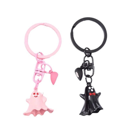 Unique Bag Hanging Halloween Ghost Keychain Cute Couple Magnetic Ghost Pendant Lovers Ornaments Key Rings Key Decoration