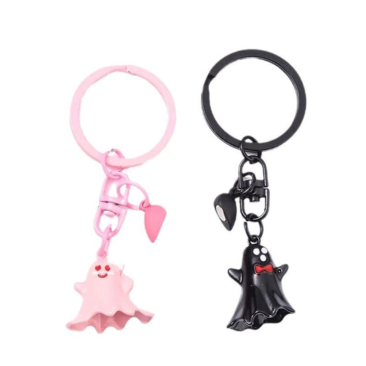 Unique Bag Hanging Halloween Ghost Keychain Cute Couple Magnetic Ghost Pendant Lovers Ornaments Key Rings Key Decoration