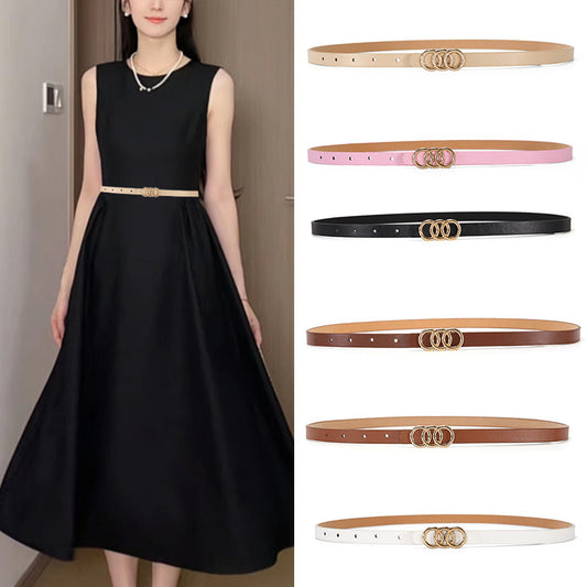 Women's Belt White Three-circle Simple All-matching Jeans