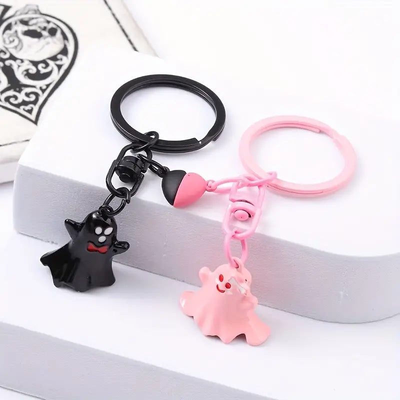 Unique Bag Hanging Halloween Ghost Keychain Cute Couple Magnetic Ghost Pendant Lovers Ornaments Key Rings Key Decoration