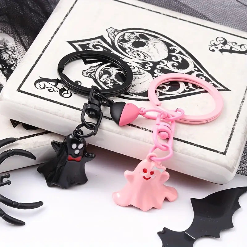 Unique Bag Hanging Halloween Ghost Keychain Cute Couple Magnetic Ghost Pendant Lovers Ornaments Key Rings Key Decoration
