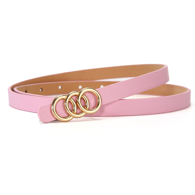 Women's Belt White Three-circle Simple All-matching Jeans