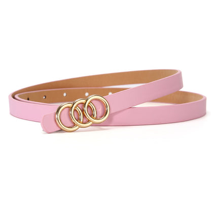 Women's Belt White Three-circle Simple All-matching Jeans