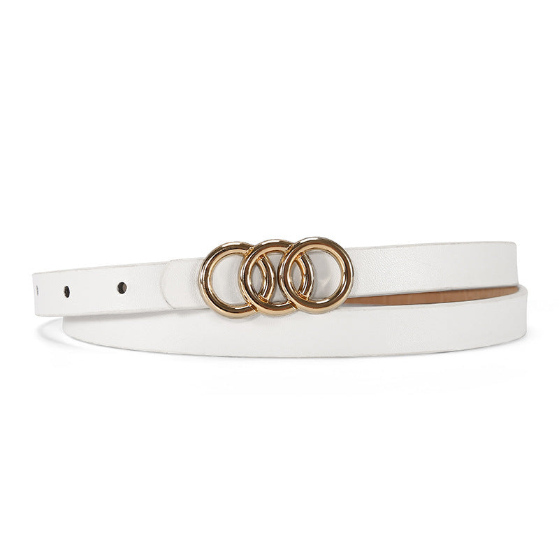 Women's Belt White Three-circle Simple All-matching Jeans