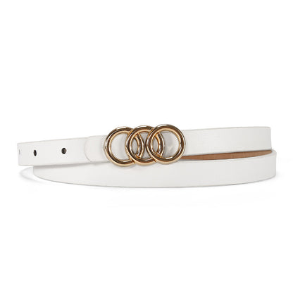 Women's Belt White Three-circle Simple All-matching Jeans
